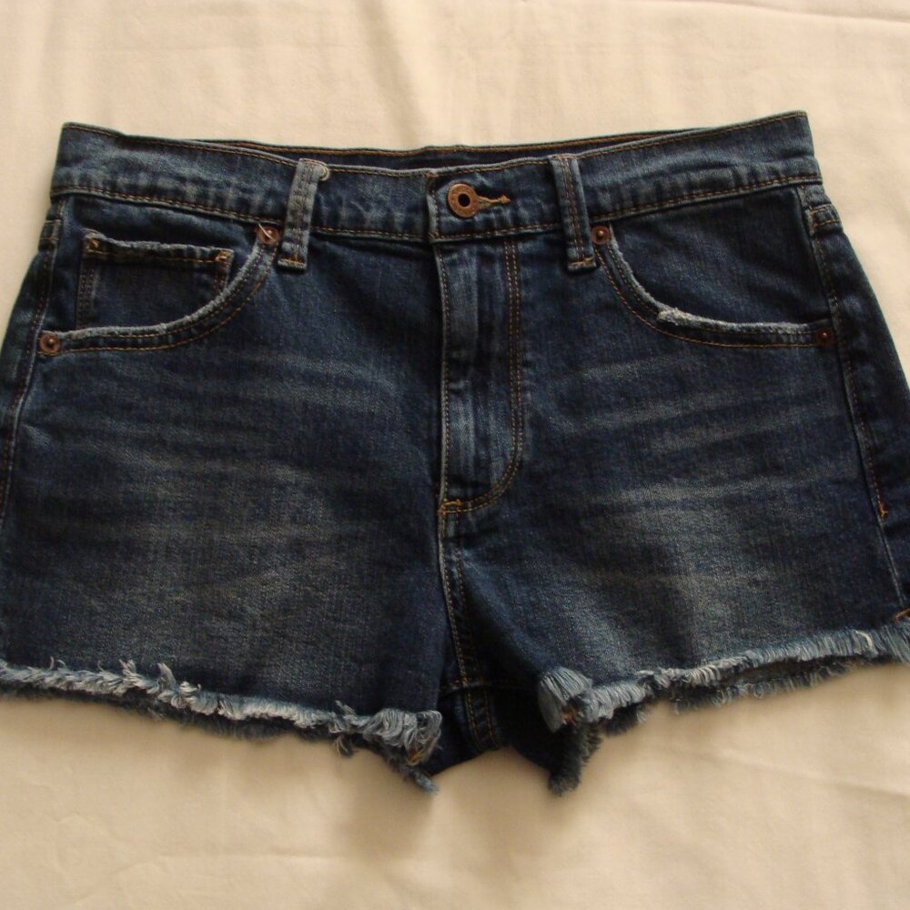 LUCKY BRAND Medium Wash "HI RISE SHORTIE" Denim JEAN SHORTS Sz 2 (2 In)
